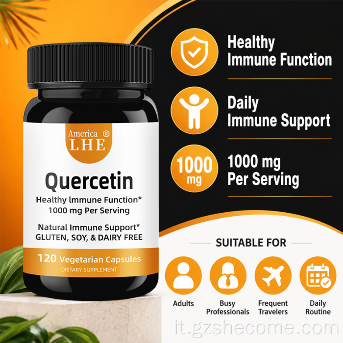 Le capsule vegetariane di quercetina Shecome supportano la salute immunitaria